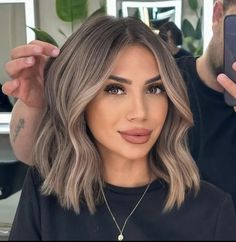 Shadow Root Ash Brown, Short Blonde To Brown Hair, Mushroom Light Brown Hair, Medium Length Haircut And Color Ideas, Ash Brown Long Bob, Mushroom Colored Hair, Mid To Short Length Hair, Blonde Brown Hair Short, Pale With Brown Hair