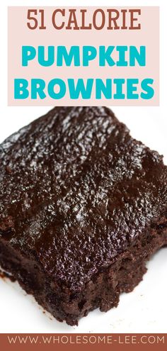 a close up of a piece of brownie on a plate with text overlay