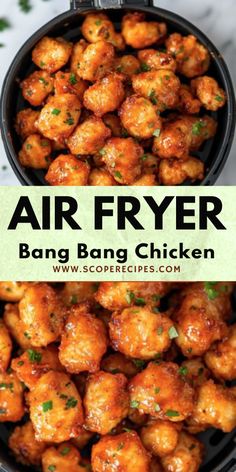 Air Fryer Bang Bang Chicken delivers crispy, golden chicken bites air-fried to perfection and coated in a sweet, spicy, and creamy Bang Bang sauce. It’s a healthier, flavor-packed twist on a favorite dish, perfect for quick dinners or appetizers. Enjoy the bold taste without the extra oil! Bang Bang Chicken Air Fryer Recipes, Airfryer Bang Bang Chicken, Chicken Chunks Recipe Air Fryer, Air Fryer Chicken Pieces Recipes, Family Meals Air Fryer, Crispy Air Fryer Bang Bang Chicken Bites, Air Fryer Chicken Ideas, Asian Chicken Recipes Air Fryer, Sweet Chili Chicken Air Fryer