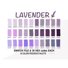 the swatch palette for lavender