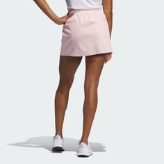 adidas Go-To Skort - Pink | Women's Golf | adidas US Sporty Pink Tennis Skirt, Adidas Logo Workout Bottoms, Sporty Pink Tennis Bottoms, Pink Athleisure Tennis Skirt, Sporty Pink Tennis Skort, Pink Sporty Tennis Skort, Sporty Tennis Skirt With Pockets For Spring, Spring Tennis Sportswear, Spring Tennis Sportswear Activewear