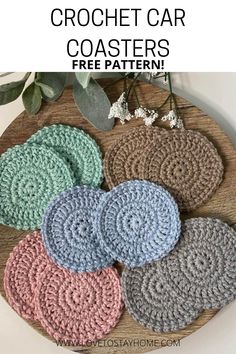 crochet coasters with text overlay that says, how to crochet car coasters