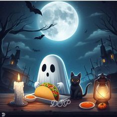 Halloween Artwork, Spirit World, Halloween Scene, Ghost Cat, Haunted Places, Halloween Haunt, Halloween Art