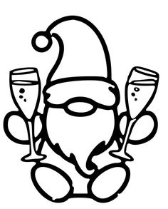 santa clause holding two champagne flutes