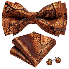 PRICES MAY VARY. Set - 1* Pre-Tied Bow Tie; 1*Pocket Square; 1 Pair*Cufflinks.YOHOWA has more than 1,500+ styles of BOWTIES TIES waiting for your choice,please click the brand name"YOHOWA". Size - Bow Tie: 4.7*2.4inches(12*6cm); Handkerchief: 9*9inches(23*23cm); Cufflink Diameter:0.55 inches/1.4cm Material and Craft - finest 1400 Stitches jacquard woven silk microfiber which is durable, non-deform and soft The envy of every gentlemen - Hand-made silk woven bow tie. We've finished it off with sil Elegant Multicolor Suit And Tie Accessories For Wedding, Elegant Multicolor Wedding Suit And Tie Accessories, Classic Party Sets With Ties, Elegant Multicolor Formal Sets, Elegant Orange Party Sets, Elegant Party Sets With Bow Tie, Elegant Formal Orange Sets, Elegant Orange Formal Sets, Elegant Brown Party Sets