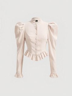 SHEIN MOD Gigot Sleeve Ruffle Hem BlouseI discovered amazing products on SHEIN.com, come check them out! Trending Blouse, Inverted Triangle Outfits, Gigot Sleeve, Ruffle Hem Blouse, Royal Clothing, Lace Dress Styles, Elegant Dresses Classy, Everyday Fashion Outfits, Hem Blouse