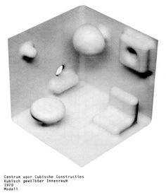 a black and white photo of some furniture in a room with balls on the floor