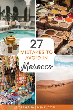 morocco collage with the words 27 things to do in morocco, including camels and desert