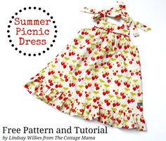 The Cottage Home: Summer Picnic Dress ~ Free PDF Pattern and Tutorial Summer Dresses For Kids, Summer Picnic Dress, Summer Dresses Tutorial, Dresses For Kids, Girl Dress Pattern, Dress Patterns Free, Free Pdf Pattern, Picnic Dress