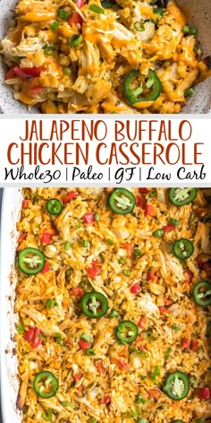 this is an image of jalapeno buffalo chicken casserole