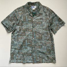 Styled By Rjc Rare 80s Vintage Hawaiian Shirt Vintage 1980s Made In The Usa Made In Hawaii Rjc Tribal Fish Patterned Short Sleeved Button Down Shirt. Beautiful Condition, Looks Unworn! Size Large Fits L/Xl. 23 X 30 Tags: #Hawaii #Hawaiian #Hawaiianshirt #Vintage #Rare Retro Patterned Cotton Hawaiian Shirt, Cotton Camp Shirt With Vintage Print Pattern, Patterned Cotton Camp Shirt With Vintage Print, Casual Cotton Camp Shirt With Vintage Print, Casual Collared Patterned Tops, Casual Hawaiian Shirt With Vintage Print And Camp Collar, Casual Hawaiian Shirt With Vintage Print, Retro Patterned Short Sleeve Tops, Vintage Cotton Printed Short Sleeve Shirt