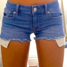 Jean Shorts. Style: Super Stretch Shortie. Never Worn, Just Tried On. Stretch Cutoff Shorts With Pockets, Stretch Denim Short Pants, Fitted Cutoff Bottoms With Built-in Shorts, Fitted Bottoms With Built-in Shorts, Shorts Style, Jeans Shorts, Abercrombie Fitch, Jean Shorts, Color Blue