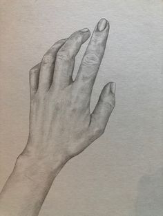 a pencil drawing of a hand reaching up to the sky with one finger on it