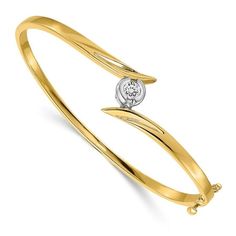 14k Two-tone Bangle Bracelet Mounting. Material: Primary - Purity:14K|Finish:Polished|Stone Type_1:Center Stone Mounting(s)|Stone Quantity_1:1|Length of Item:7 in|Stone Weight_1:0.24 ct|Chain Length:7 in|Chain Width:14 mm|Clasp /Connector:Hinged Clasp|Feature:Hinged|Manufacturing Process:Casted|Material: Primary:Gold|Mounting Type:Bangle|Completeness:Mounting Only (no stones included)|Stone Shape_1:Round|Stone Size_1:4 mm|Width of Item:14 mm|Product Type:Jewelry|Jewelry Type:Bracelets|Sold By Un Modern Gold Round Cut Diamond Bracelet, Gold Round Cut Elegant Bangle, Modern Gold Bracelet With Diamond Cut For Anniversary, Modern Diamond Cut Gold Bracelet For Anniversary, Round Gold Bracelet With Polished Finish For Anniversary, Gold Bracelet With Polished Finish For Anniversary, Gold Bracelet Bangle, Nail Bangle, Starfish Bracelet