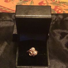 Lovely Twin Pearl Ring W/Individually Set Diamond Accents, 14k Gold. Originally Purchased From A Jeweler In Upper Montclair, Nj, In December, 1989, As A 50th Birthday Gift. Size 7 Montclair Nj, Twist Ring, 50th Birthday Gifts, Pearl Diamond, Pearl Ring, 50th Birthday, Womens Jewelry Rings, Custom Jewelry, Gold Color