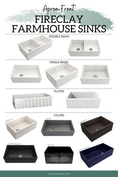 the different types of farm house sinks are shown in this graphic above it's description