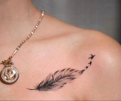 Small Feather Tattoo, Freedom Tattoos, Favorite Tattoos, Feather Tattoo Design, Tasteful Tattoos, Mother Tattoos, Chest Tattoos For Women, Spine Tattoos For Women