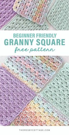 This pattern is beginner friendly and great for using up yarn scraps! It is the perfect motif for blankets, home decor and wearables. Granny stripe granny square #grannysquare #crochetpattern Crochet Baby Blanket Free Pattern Granny Square Simple, Simple Cute Granny Squares, How Do You Crochet A Granny Square, Spring Court Granny Square Pattern, Ribbed Granny Square Crochet, 4 Inch Crochet Squares, Moss Stitch Granny Square Blanket, Granny Square Size Chart