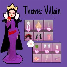 an animated image of a woman in a purple dress and tiara holding a red heart