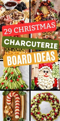 christmas charcuterie board ideas with text overlay that reads 29 christmas charcuteries board ideas