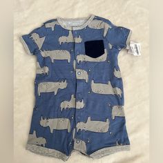 New Adorable Romper Gray Cotton Onesie For Playtime, Casual Blue Onesie For Playtime, Casual Light Blue Onesie For Playtime, Light Blue Casual Onesie, Casual Gray Onesie For Playtime, Baby Boy Romper, Boys Romper, Kids Bottoms, Blue Gray