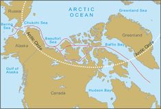 a map showing the route of an arctic ocean cruise from canada to new york and alaska