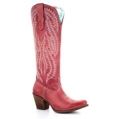 Corral Ladies Rioja Red Embroidered Tall Boot E1318 – Wild West Boot Store Boots Inspiration, Texan Boots, Classic Embroidery, Fashion Mom, Leather Cowgirl Boots, Boots Outfits, Boots Store, Corral Boots, Leather Western Boots