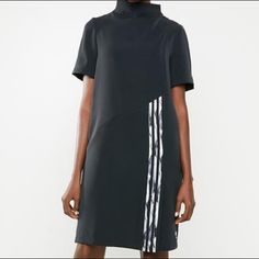 Brand New! Adidas Knee - Shin Length Dress. It Says It’s Size 2xs But It’s More Of A Small In Size. Mock Neck With Short Sleeves. Regular Fit. Grey Stripes And A Slit On The Side. Polyester Satin Material. Concealed Zipper On The Back. Ready To Ship! Adidas Tennis Dress, Danielle Cathari, Adidas Dress, Athleisure Dress, Dungaree Dress, Long Tank Tops, Athletic Dress, Athleisure Women, Adidas Originals Women