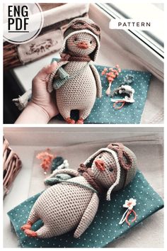 crochet pattern for a stuffed toy penguin in the shape of a baby doll