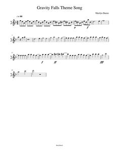 sheet music with the words gravity falls theme song