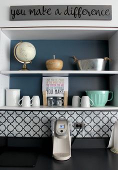 a coffee maker sitting on top of a counter