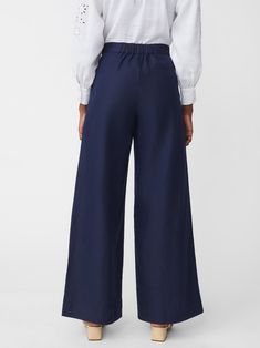 Navy Solid Amal Linen Blend Pants | Women's Pants | J.McLaughlin Linen Blend Pants, J Mclaughlin, Spring Style, Modern Woman, Cotton Linen, Women's Pants, Linen Blend, Spring Outfits, Wide Leg Pants