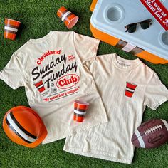 Every Sunday is a "Fun"day during Cleveland Football season! Whether your go-to tailgate spot is the Muni Lot, Warehouse District or The Pit, gear up for Game Day in this Unisex Crew T-shirt. Designed and printed right here in Cleveland on a super soft, relaxed fit, pre-shrunk, garment dyed and washed tee. 100% cotton. Note: This is a different fit from our normal tees. The tee runs shorter and has trendy boxy cut. Slight color variations may occur, given the pigment dyeing process. *This produc White Casual Top For Tailgating, Casual White Top For Tailgating, Retro Logo Print T-shirt For Game Day, Retro Game Day T-shirt With Screen Print, Game Day Relaxed Fit Graphic T-shirt, Vintage Relaxed Fit T-shirt For Game Day, Retro Graphic Print T-shirt For Football Season, Warehouse District, The Pit