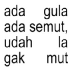 some type of text that is black and white with the words'ada guda semut, udah la gak '