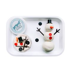 a tray that has some kind of snowman on it