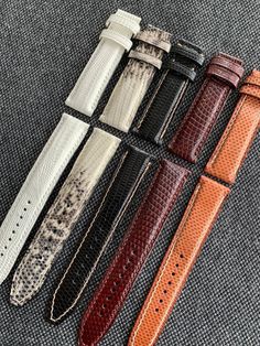 Lizard leather watch straps Awesome texture Smooth padding Cow leather lining For 20 mm lugs width 18 mm buckle width. Stitched by hands with linen threads Edges are carefully treated with durable edge paint White Lizard, Watches Unique, Watch Straps, Leather Watch Strap, Painting Edges, Watch Strap, Collectable Items, Cow Leather, Watch Bands