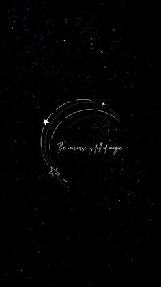 the message is written in white on a black background with stars and circles around it