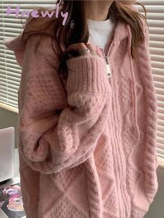 1Measurement In CM size Bust(cm) Body Length(cm) Sleeve(cm) M 124 63 57 L 126 64 58 XL 128 65 59 XXL 130 66 60 Notes:Please consult the customer service staff before purchase.Order size is Asian Size , It is smaller than US,UK,AU,EU size.please tell us your height and weight,we will suggest you the correct size.1,We mainly operate some personality street clothes. please pay attention to our store,I wish you a happy shopping.2,The real color of the item may be slightly different from the pictures shown on website,caused by many factors such as brightness of your monitor and light brightness,Please allow slight (±3cm)manual measurement deviation for the data.Unit:CM(1cm=0.394 inch)3,You may find that someone sells at a lower price than us but they cannot guarantee the same quality and servic Cozy Long Sleeve Cardigan With Zipper, Cozy Long Sleeve Cardigan With Zipper Closure, Oversized Knitted Hooded Outerwear, Trendy Hooded Cardigan For Cold Weather, Knitted Winter Hoodie Outerwear, Oversized Winter Sweater With Zipper Closure, Pink Hooded Winter Jacket With Zipper, Trendy Hooded Knitted Cardigan, Hooded Knitted Outerwear For Winter