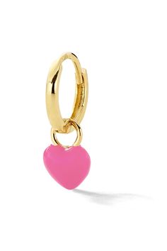 A little love goes a long way. Customize your charm with your choice of enamel color. Choose between plain gold or pavé white diamond huggie. Band Necklace, Alison Lou, Pink Enamel, Tiny Heart, Fine Jewelry Designers, Gold Earrings Studs, Heart Charm, Shop Necklaces, White Diamond