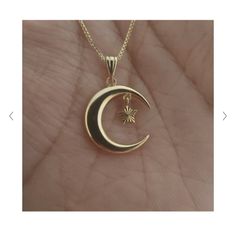 Real Gold! Solid 18k Gold Crescent Star Necklace Adjustable Not Plated Not Gold Filled 75% Pure Gold Super Affordable Than In Stores! It's 18k Not 14k Or 10k Stamped Au750 Pendant Size Is Approx. 15mm X 15mm Weight: Aprox 2-2.5g Chain: Boxed Chain Adjustable Up To 18in See Other Details In Pics. No Returns! Moneyback Guarantee If Proven Not. Celestial Style Yellow Gold Necklace With Polished Finish, Celestial Style Gold-plated Yellow Gold Jewelry, Celestial Yellow Gold Jewelry With Star Charm, Gold Necklace With Moon Charm And Star Shape, Gold Plated Yellow Gold Star Charm Jewelry, Yellow Gold Plated Star Charm Jewelry, Yellow Gold-plated Star Charm Jewelry, Yellow Gold Plated Jewelry With Star Charm, Gold Celestial Jewelry With Star Charm