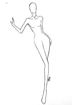 a drawing of a woman's body in black and white, with one hand on her hip