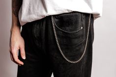 "You are looking at silver tone simple and minimalistic wallet / key chain with lobster clasps at both sides (you can attach a wallet, keys or nothing to it) Length: 23 \" / 58.5 cm SKU: CH-8" Chain For Pants, Pants Chain, Pant Chains, Chain Keychain, Transparent Bag, Keychain Wallet, Men Pants, Minimalistic Design, Wallet Chain