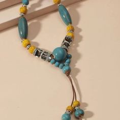 Jewelry | Turquoise Boho Porcelain Bead Y Lariat Necklace | Poshmark Chunky Gold Chain Necklace, Perfume Necklace, Anthropologie Necklace, Cross Choker Necklace, Ceramic Beads Necklace, Scorpio Necklace, Convertible Necklace, Spider Necklace, Chunky Gold Chain