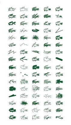 an image of different types of fish in the water with green ink on white paper