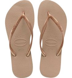 'Slim' Flip Flop, Main, color, ROSE GOLD Classic Beach Flip Flops With Textured Footbed, Classic Open Toe Flip Flops For Beach, Classic Beach Flip Flops For Summer, Classic Flip Flops For Spring Beach Season, Classic Flip Flops For Beach In Spring, Classic Summer Beach Flip Flops, Classic Spring Beach Flip Flops, Classic Adjustable Flip Flops For Summer, Classic Toe Post Flip Flops For Beach