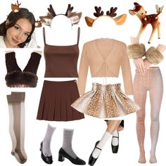 a collage of women's clothing and accessories including stockings, tights, socks, shoes, sweaters