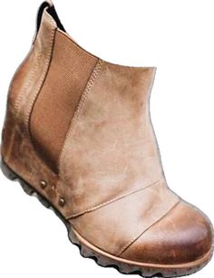 Brown Wedge Boots For Fall, Fall Faux Leather Wedge Ankle Boots, Winter Ankle-high Faux Leather Wedge Boots, Brown Wedge Heel Boots For Winter, Brown Wedge Heel Boots For Fall, Casual Faux Leather Wedge Boots For Fall, Fall Wedge Boots With Medium Width, Fall Wedge Heel Boots In Medium Width, Heels Wedge