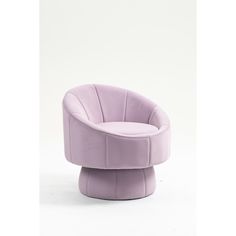 a purple chair sitting on top of a white floor