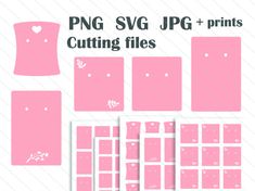 pink paper cutting files with hearts and flowers on them, including the cut outs for each piece