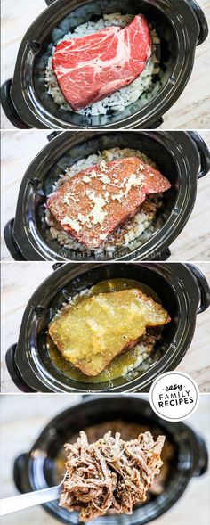 three different types of food in black bowls on a table with text overlay that reads, how to cook the perfect steak dinner